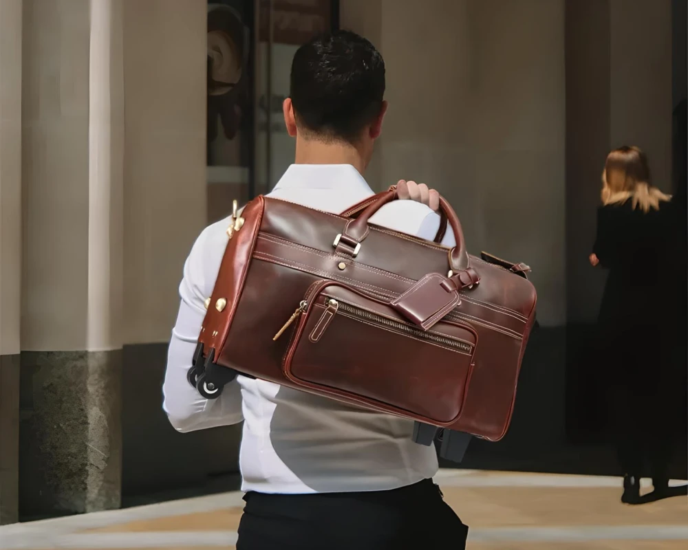leather rolling carry on luggage